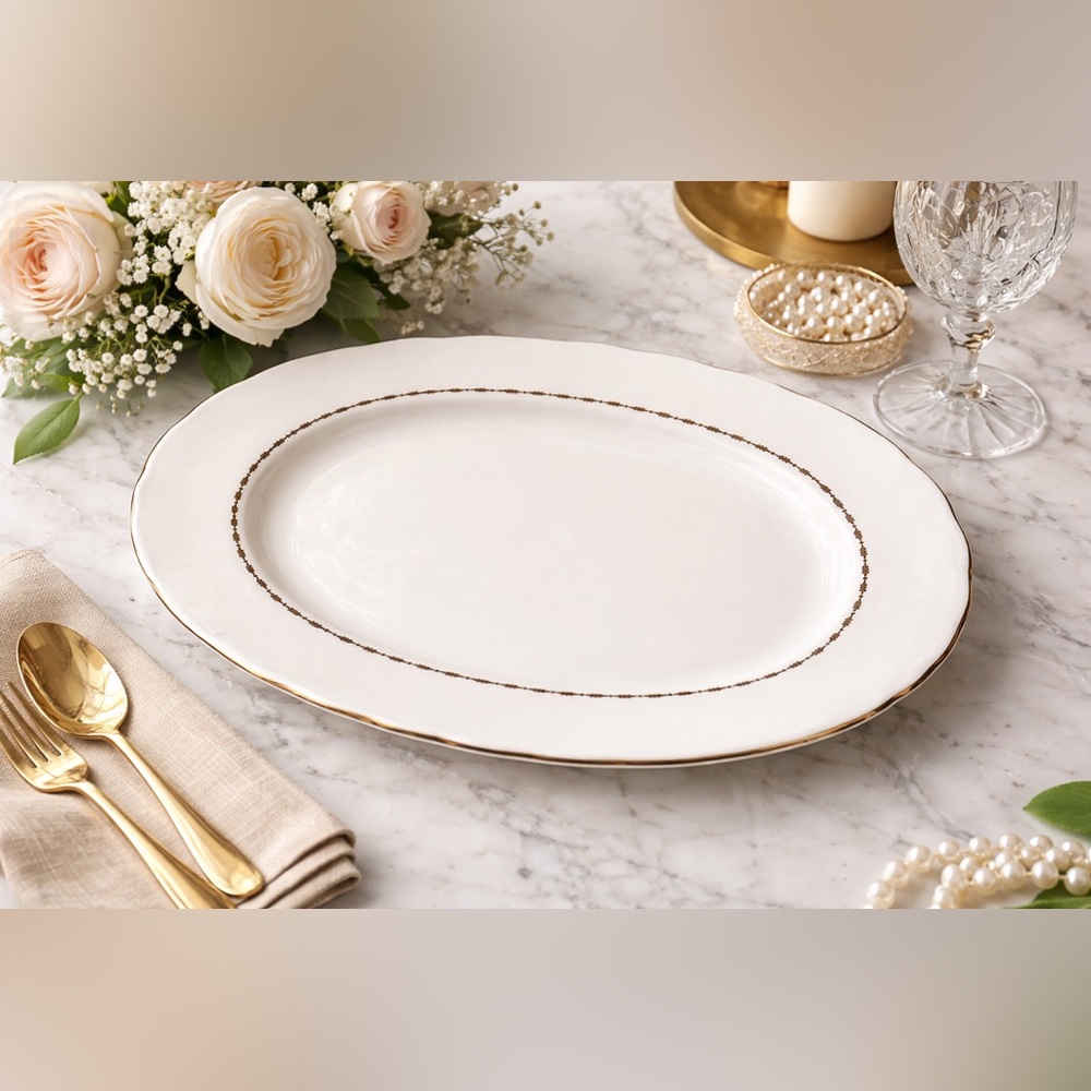 Aynsley “Minuet” Oval Serving Plate – Fine Bone China, Made in England